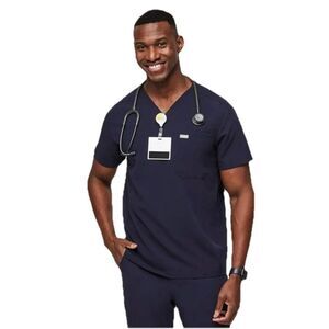 FIGS Mens Leon Three-Pocket Scrub Top Size XL Navy Blue Medical Nurse NWT